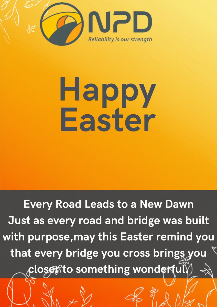 ltd_npd's tweet photo. Every Road Leads to a New Dawn
Just as every road and bridge was built with purpose, may this Easter remind you that every bridge you cross brings you closer to something wonderful. https://t.co/cvpfVWu1TB