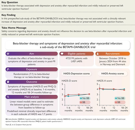 ehj_ed's tweet image. Beta-blockers, depression, and anxiety after myocardial infarction: the BETAMI-DANBLOCK trial. Read more in the @EHJ at doi.org/10.1093/eurhea…  #BetaBlockers #MyocardialInfarction #HeartHealth #CardiologyResearch @ESC_Journals  @ESCardio