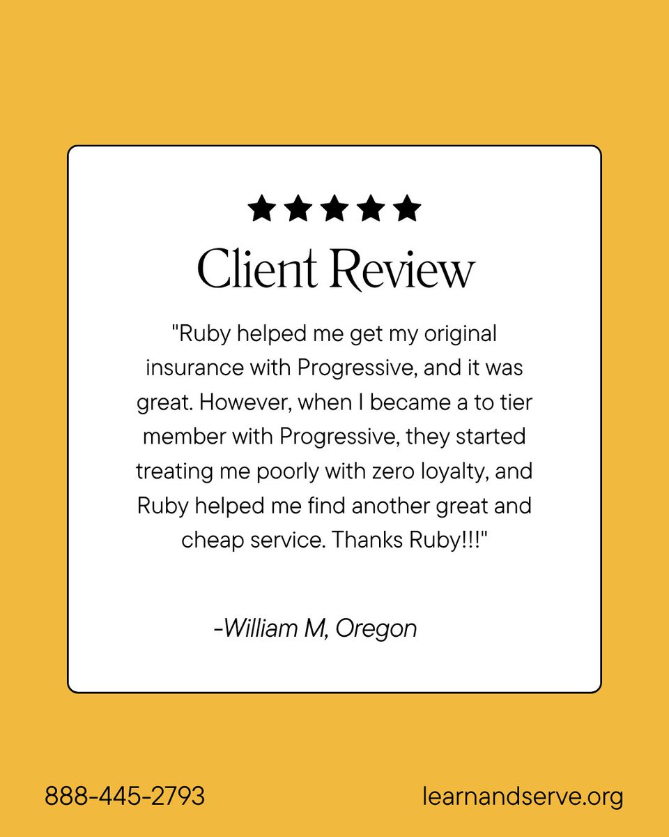 BestAutoRate's tweet image. William came to us, got covered, and when his old carrier stopped showing up for him, we found him something better AND cheaper. That's what we're here for.

📞 Call/text us for a FREE quote: 888-445-2793 learnandserve.org

#ClientLove #InsuranceAgent #APlusInsurance