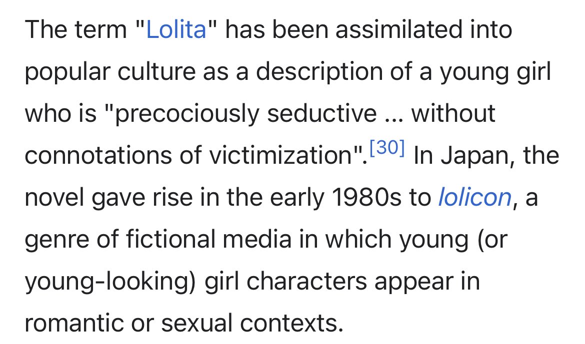 3vIlel's tweet photo. @ZelSnea @attofemto It was derived from Vladimir Nabokovs novel Lolita published in the 50s https://t.co/tqazppQsJD
