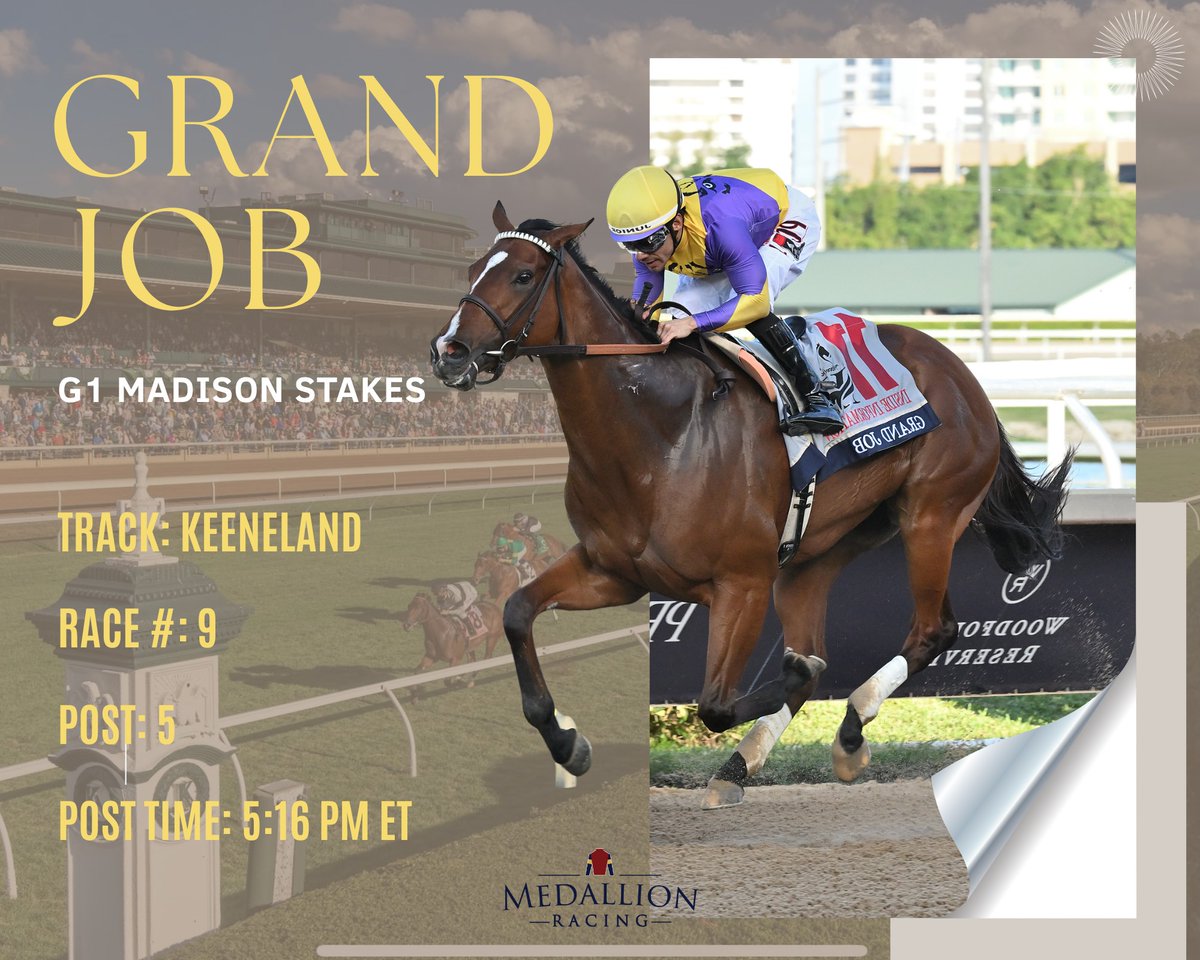 MedallionRacing's tweet photo. Opening weekend excitement at Keeneland!
Wishing Grand Job the very best of luck today in the G1 Madison Stakes! #Keeneland #G1Stakes #RaceDay #GrandJob #MedallionRacing https://t.co/sH4vbxzv3c