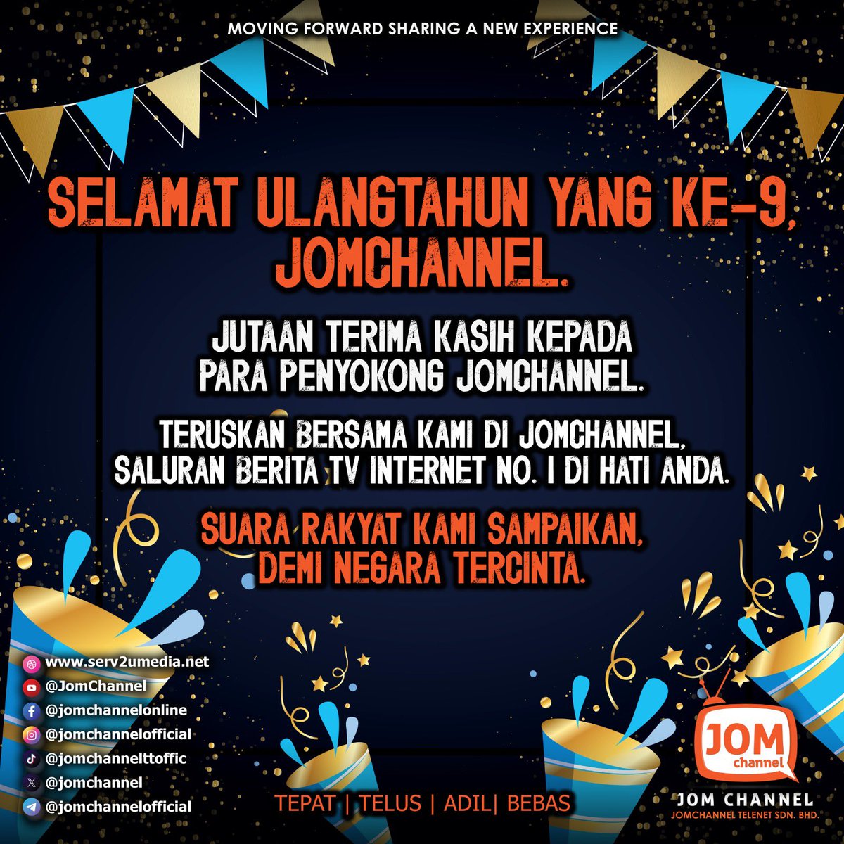 Jomchannel's tweet photo. Alhamdulillah ya Allah. Thank you for the past nine years we've been operating through blood, sweat and tears. Cheers to more blessed years ahead, moving forward with our loved ones 🥂✨ https://t.co/kctPpZTdUA