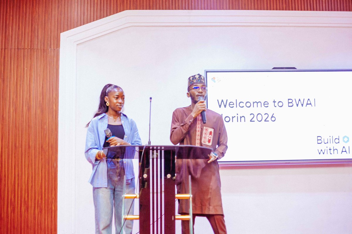 gdgIlorin's tweet photo. Our Hosts with the Most Innit!π€π
Shoutout to Azooz and Faith for holding down the stage at Build with AI Ilorin 2026. You both kept the energy high and engaged the room from start to finish π€©
#BWAIIlorin2026
#BuildWithAI
#GDGIlorin
#BuildWithAIIlorin https://t.co/gahZBMi1r0