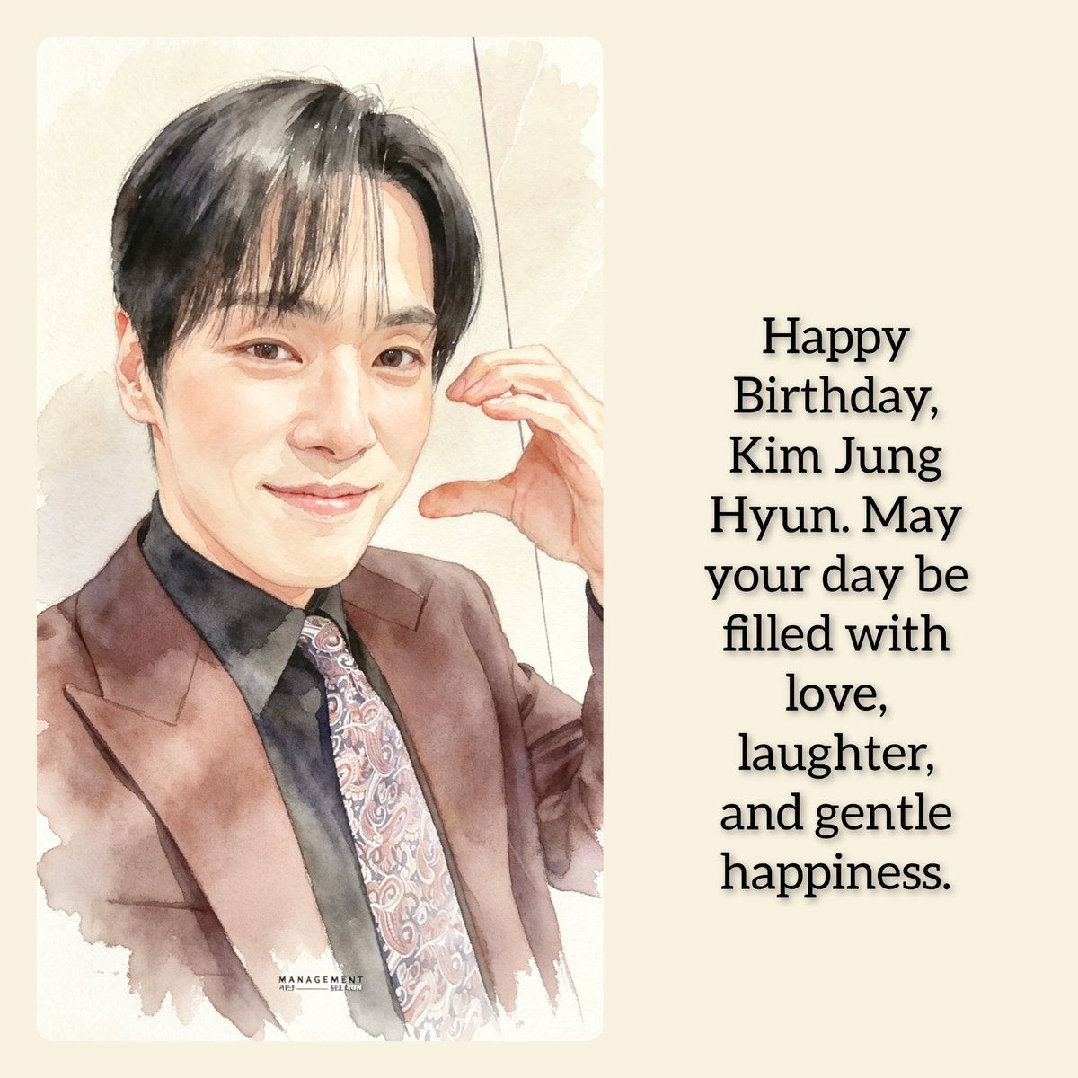 MyzonedrOnG's tweet photo. Happy Birthday to Kim Jung Hyun,
someone who can make hearts flutter with just one smile
and leave a lasting feeling with only a quiet glance.
May your birthday be as lovely as the warmth you give,
and may your new year be filled with endless blessings and happiness.

생일 축하해, 김정현