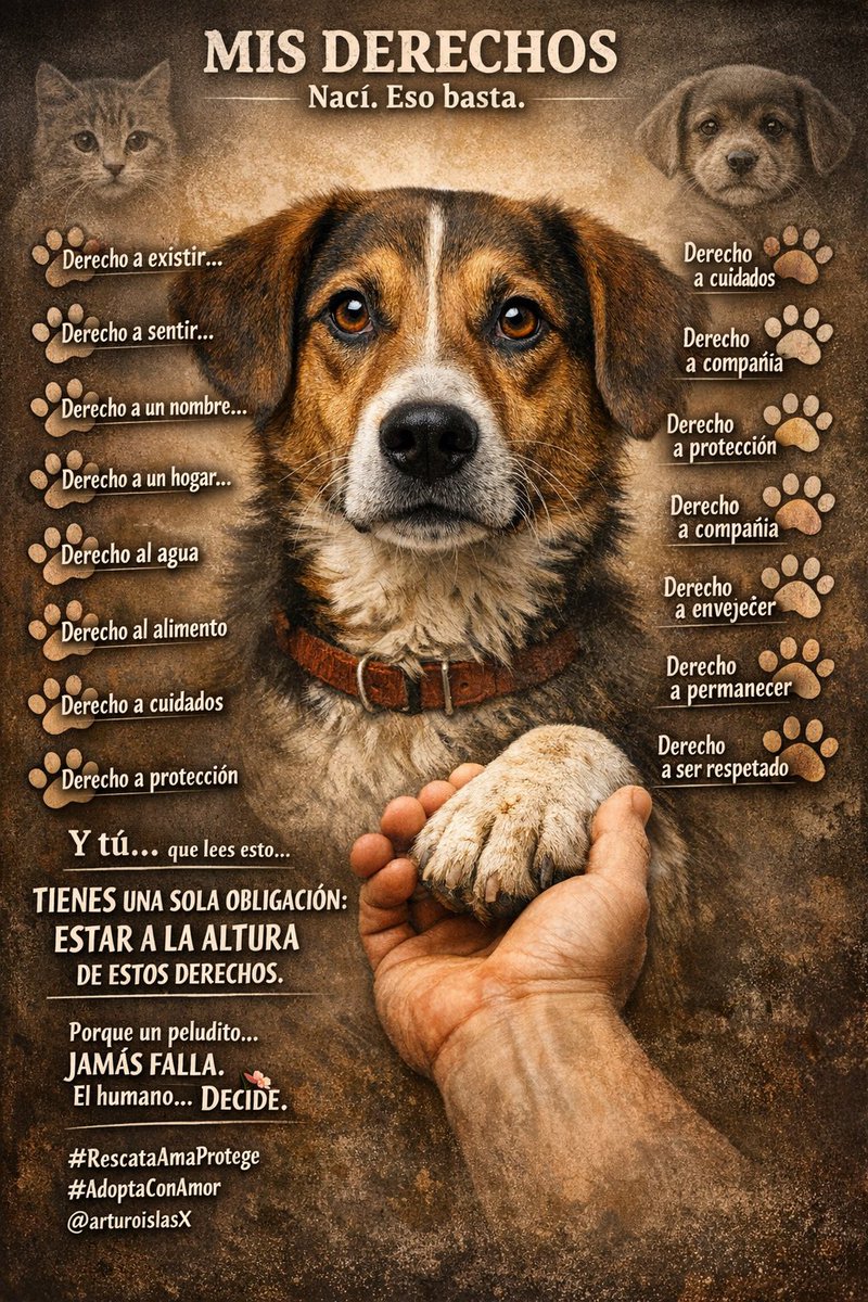 MIS DERECHOS

Nací. Eso basta.
1.Derecho a existir… sin que nadie decida mi final.
2.Derecho a sentir… sin que mi dolor sea ignorado.
3.Derecho a un nombre… porque soy alguien, jamás algo.
4.Derecho a un hogar… donde mi corazón descanse.
5.Derecho al agua… clara, diaria,