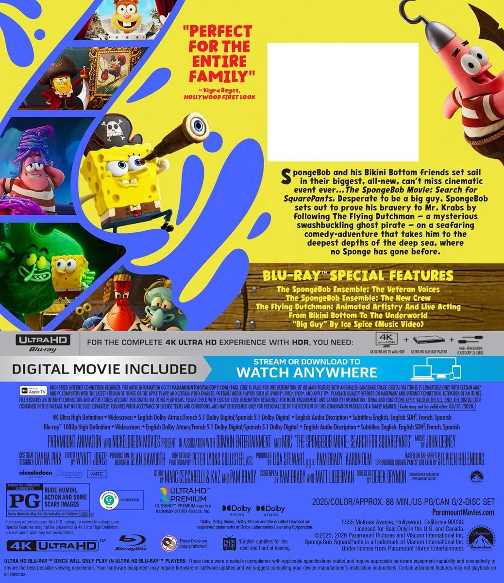 SmashupMashups's tweet photo. Planned on creating this Ultra HD Blu-ray box art after the official Blu-ray box art was revealed.
It's bittersweet @ParamountMovies had skimped on releasing #SearchForSquarePants on Ultra HD Blu-ray, even though the franchise has been @Nickelodeon's most profitable. https://t.co/gJRYiyeXVD
