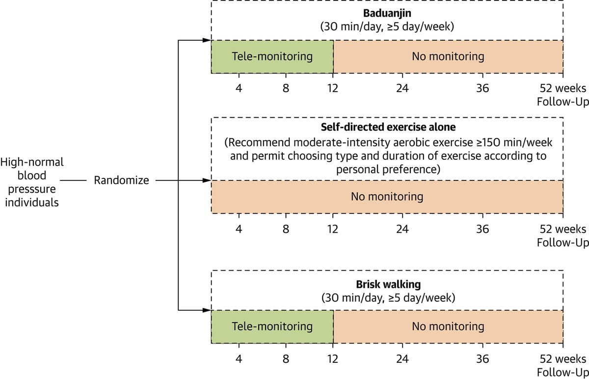 JACCJournals's tweet image. Baduanjin lowered systolic #bloodpressure (BP) after 3 months of intervention in individuals with high-normal BP, with sustained BP-lowering effect until 1 year without monitoring, and showed comparable efficacy to brisk walking. jacc.org/doi/10.1016/j.…

#JACC #Hypertension