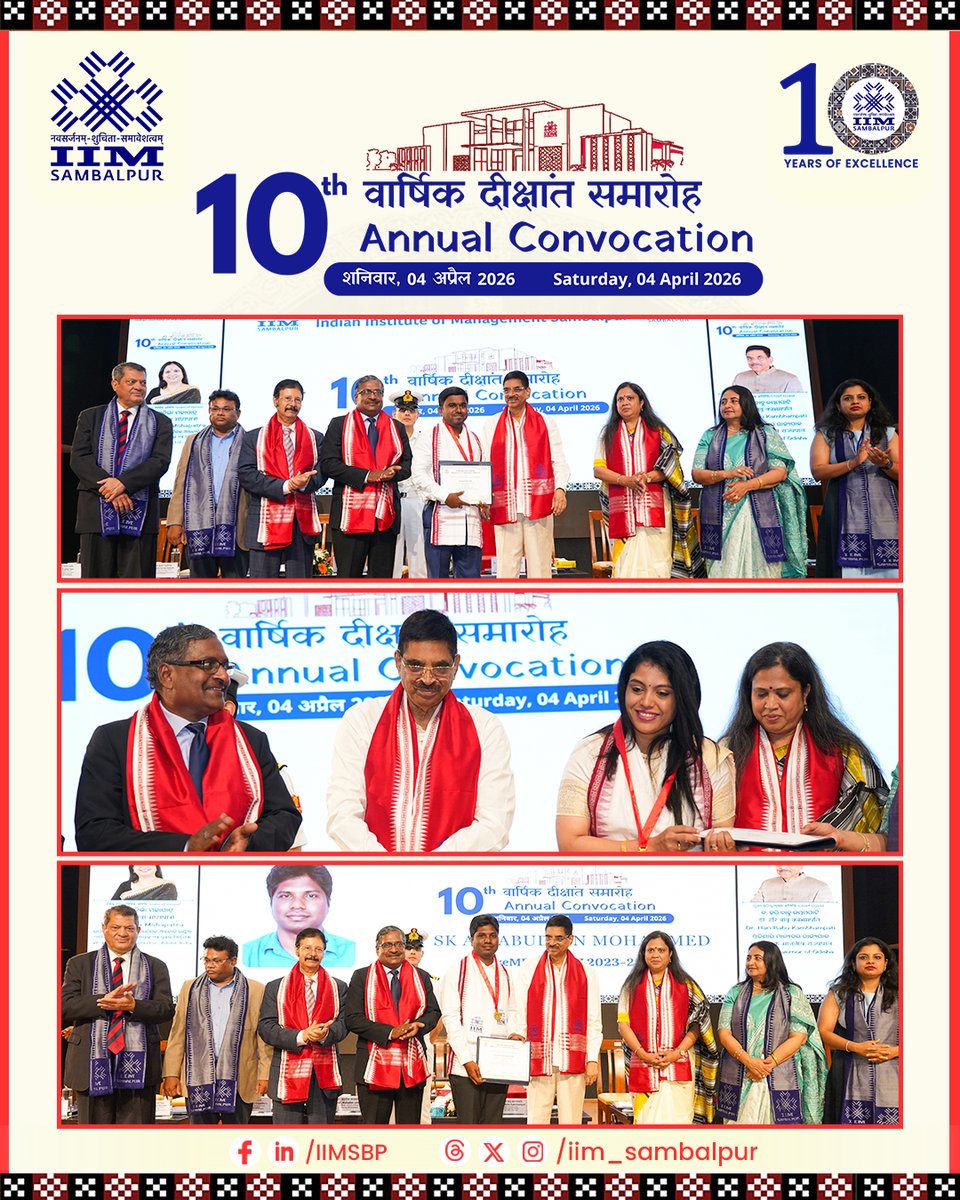 iim_sambalpur's tweet photo. The 10th Annual #Convocation of #IIMSambalpur marks a defining milestone in the institute’s decade-long journey of excellence, with an outstanding 76% women's representation in the graduating cohort. A total of 416 students graduated across 5 programs.

@DrHariBabuK @Prativa_M https://t.co/IujHxIgwAc