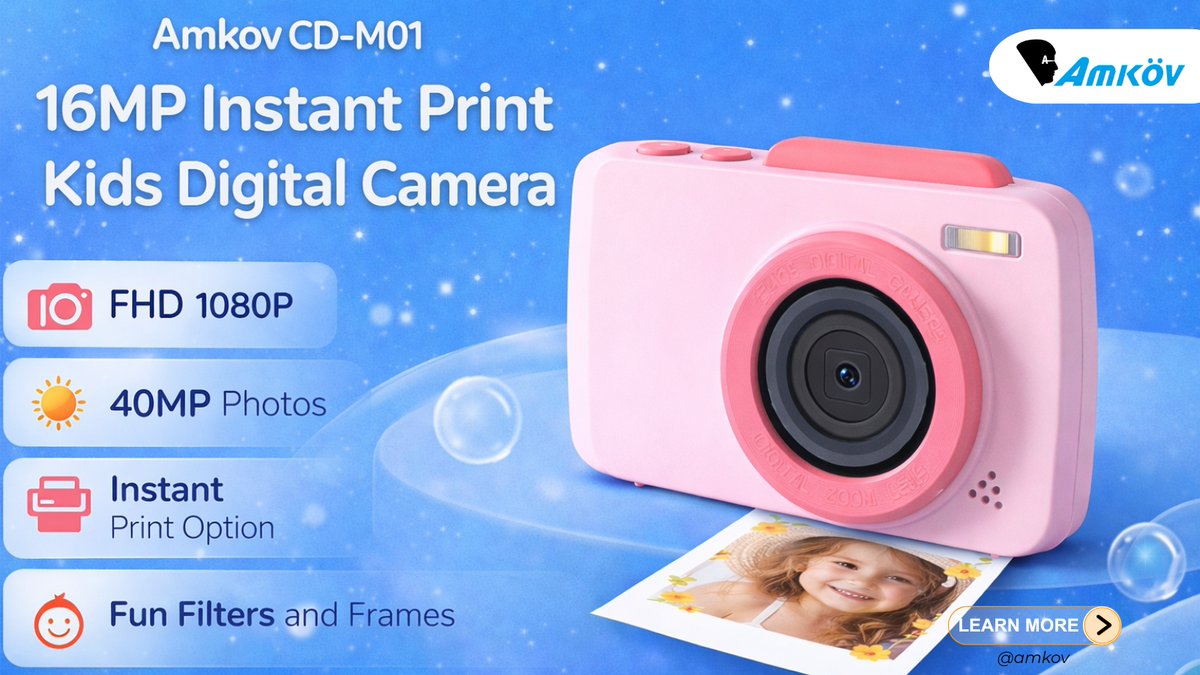 Amkovery's tweet image. ✨ Unlock your child’s creativity with the CD-M01 Kids Magic Camera!
📸 This fun camera features a 180° rotating screen, real-time background replacement, and easy video editing tools for endless fun and creativity. Perfect for young storytellers and adventurers! 
 #KidsCamera