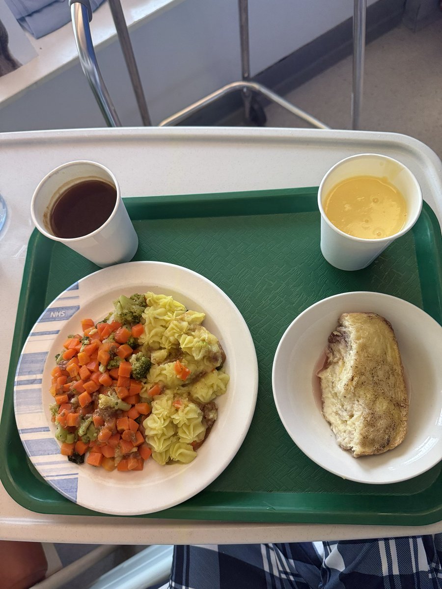 forwardnotback's tweet image. Tea too soon after dinner for me today but it looks great
Cottage Pie &amp;amp; Veg
Bread and Butter pudding and Custard

AND a lovely #NHS branded plate 

A great meal in normal circumstances but I’m going to struggle 

I think I will end up being fed