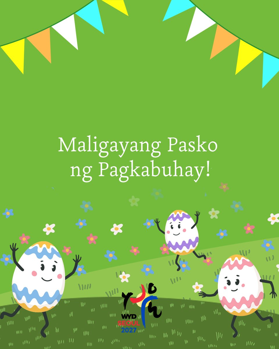 WYD_PH's tweet photo. Alleluia! Alleluia! Tunay ngang nabuhay ang Panginoon!
Maligayang Pasko ng Pagkabuhay!
#Resurrection #Easter #Alleluia #Seoul2027 #WYDSeoul2027 https://t.co/wcESbiDlOl
