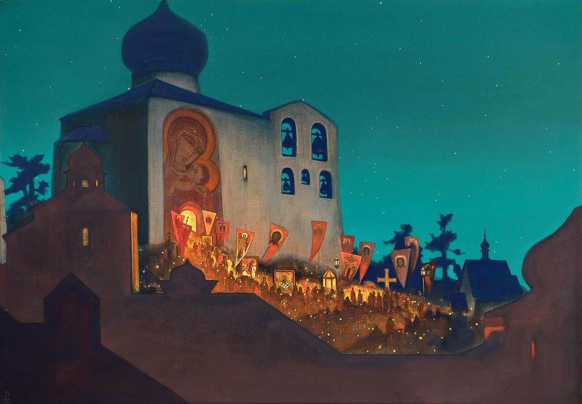 The Heavenly Forces are Serving with Us Invisibly (Easter Night) by Nicholas Roerich, 1934
