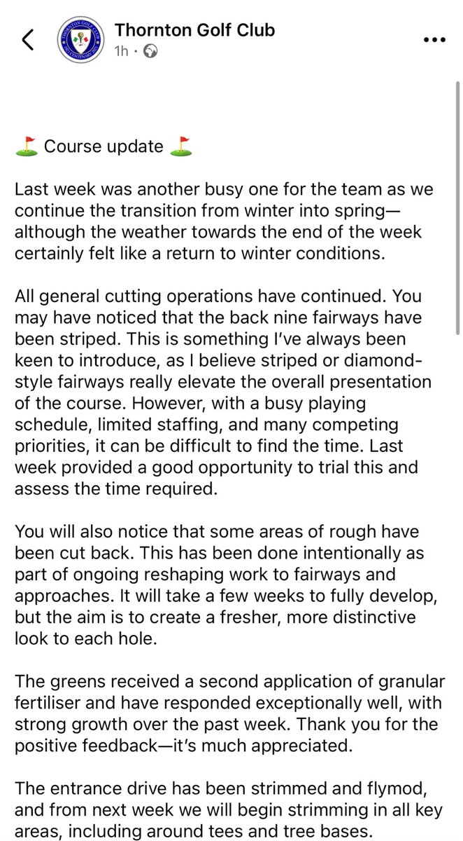 Thornton greens tweet media