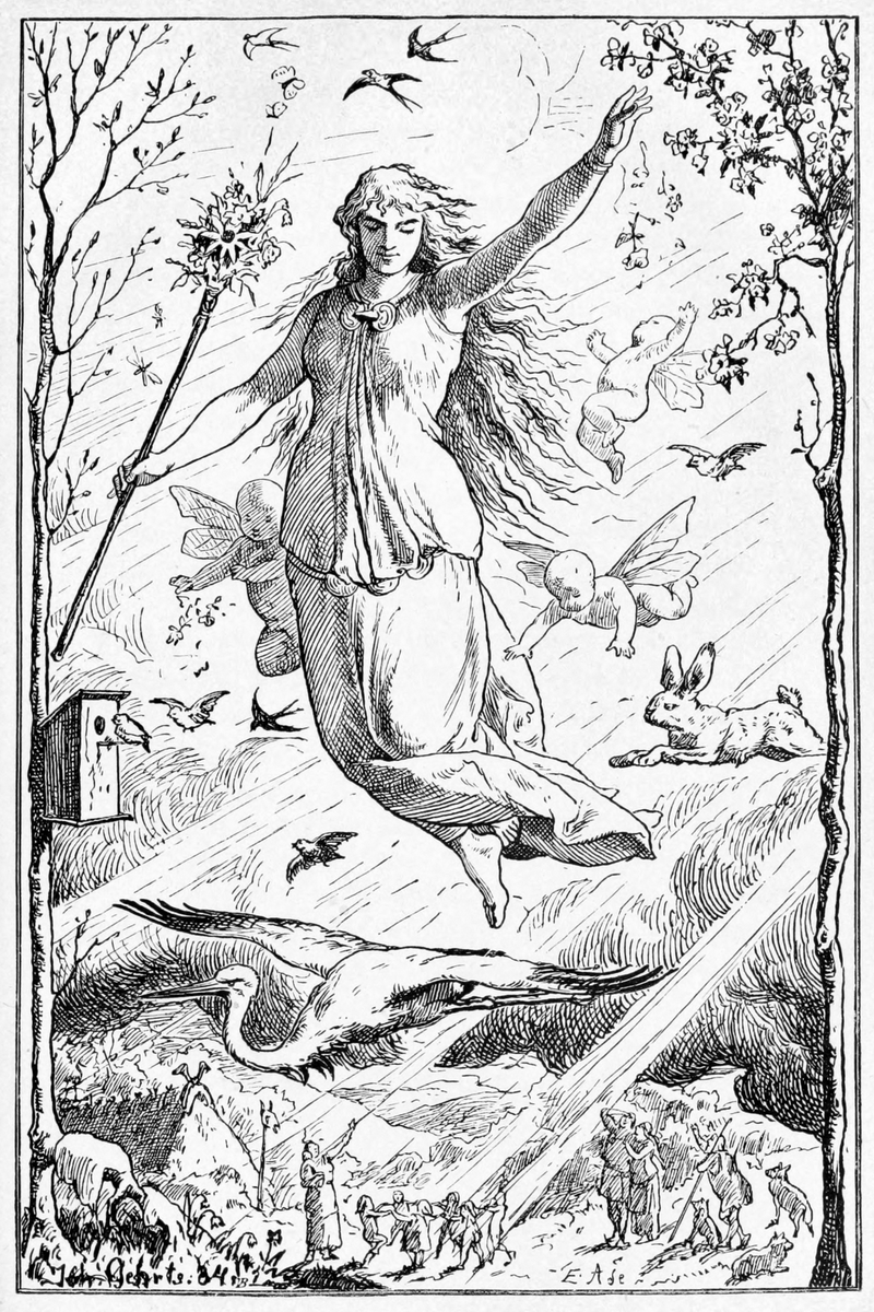 英語のイースター(Easter)およびドイツ語のオスターン(Ostern)は、ゲルマン神話の春の女神エオストレ(Ēostre)やゲルマン暦の4月(Ôstarmânoth)に由来するという。ゲルマン人が春の到来を祝いだ祭事を、キリスト教が取り込んだ祝祭である。 
