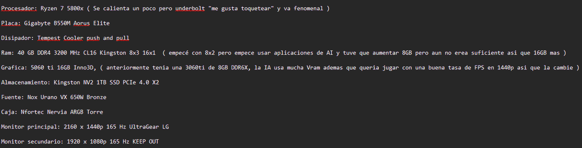 ClassiShi's tweet photo. @Helion_1ero Soy un usuario casual que le gustan mucho los ordenadores, Trabajo con IA por lo que tuve que hacer mejoras como aumentar la ram y cambiar la grafica. Helion eres un grande ya que gracias a ti me quitaste muchas tonterias de principiante ademas de de tener un excelente contenido. https://t.co/SfqeMgNwXt