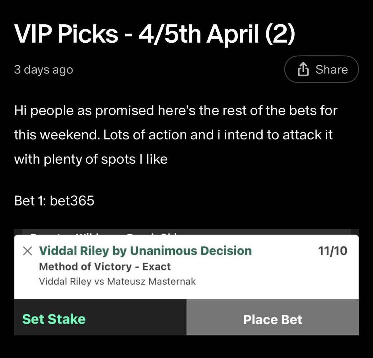 PugilistPicks1's tweet photo. 3/3 so far on the weekend and still more bets left to run 🔥🎯 https://t.co/U3JRMZO0b9