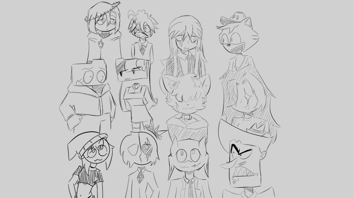 jaysx_d's tweet photo. Here's the final result! I selected these 12 amazing OCs to draw in this sketch dump. It was a lot of work but super fun! Thanks to everyone who participated https://t.co/NSSuBNNaGr