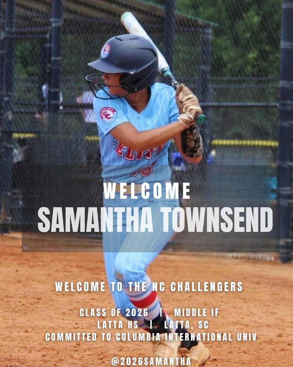 NCChallengers's tweet photo. Welcome Samantha Townsend to the NC Challengers Premier 18U.
Class of 2026  |  MIDDLE IF

@2026Samantha Let's get to work. https://t.co/Fp6L7GroAw