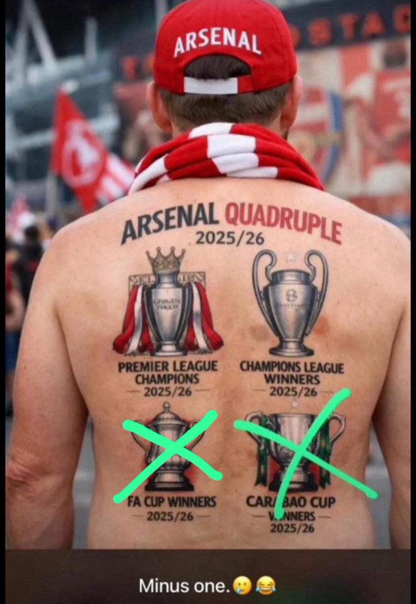 raant_tv's tweet photo. Arsenal what's next? UCL.... 😹💔

Corner FC | Bottlers FC| Barca https://t.co/CfimNz0Gs4