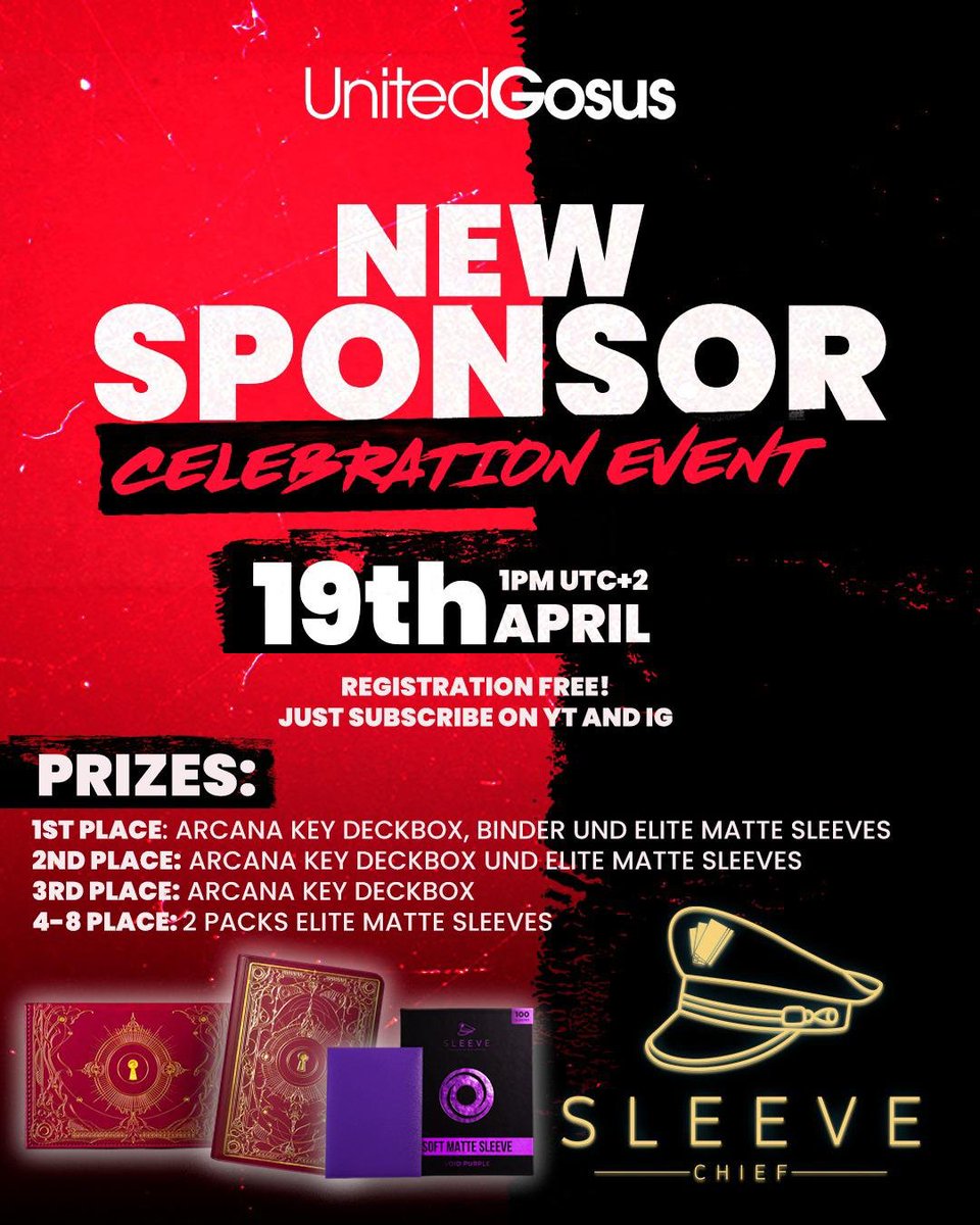 NEW SPONSOR CELEBRATION EVENT

We’re celebrating our new sponsorship with a special DB-tournament: Swiss + Top 8 cut - on April 19th (1 PM CEST / GMT+2)
Entry is completely free — to participate, make sure you follow our socials: YouTube / Instagram.

More infos in our dc!