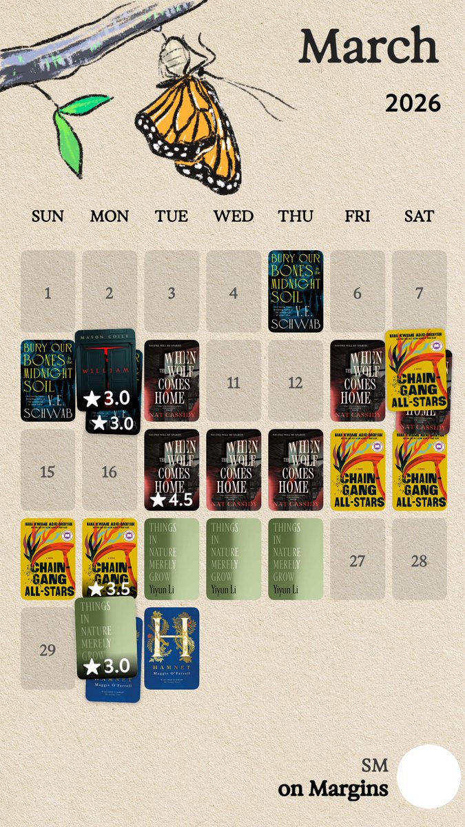 smreads_'s tweet photo. my march wrap up! super inconsistent with my reading days but it is what it is 😅 https://t.co/pdBlG9AKuo