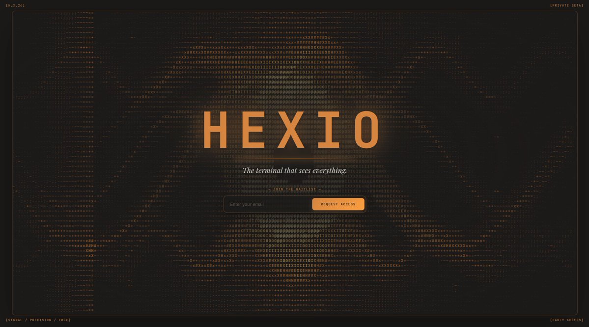 🚀Hexio waitlist is now open — the terminal that sees EVERYTHING.👁️ 

⚡️Live Polymarket order books + professional charts (15 timeframes, Binance &amp; Pyth feeds) • premium sub-second execution • multi-chart dashboard • full trading journal • bank-grade security.  

Crypto