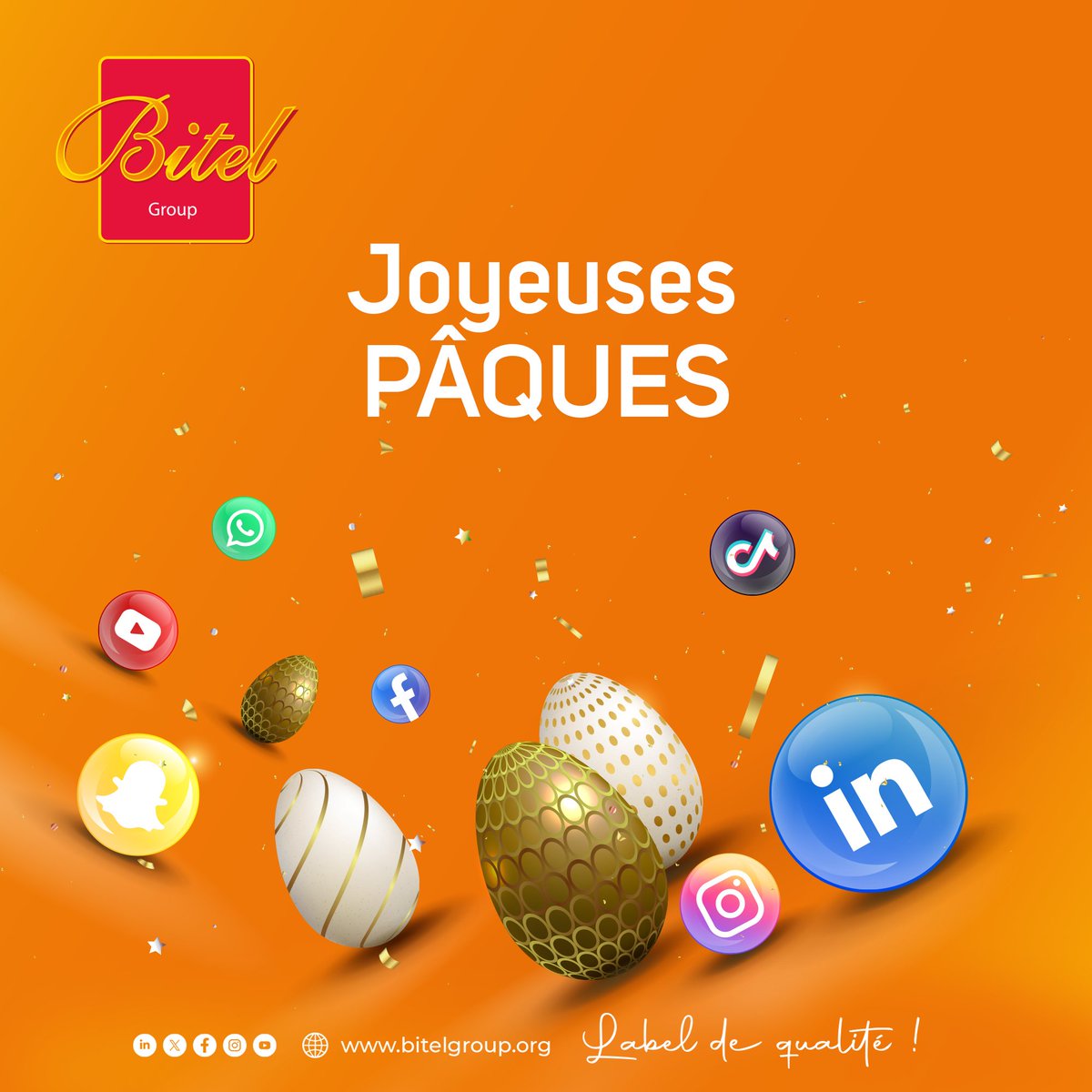 GroupBitel's tweet photo. Toute l’équipe vous souhaite de joyeuses Pâques . https://t.co/S5bKNek3wm