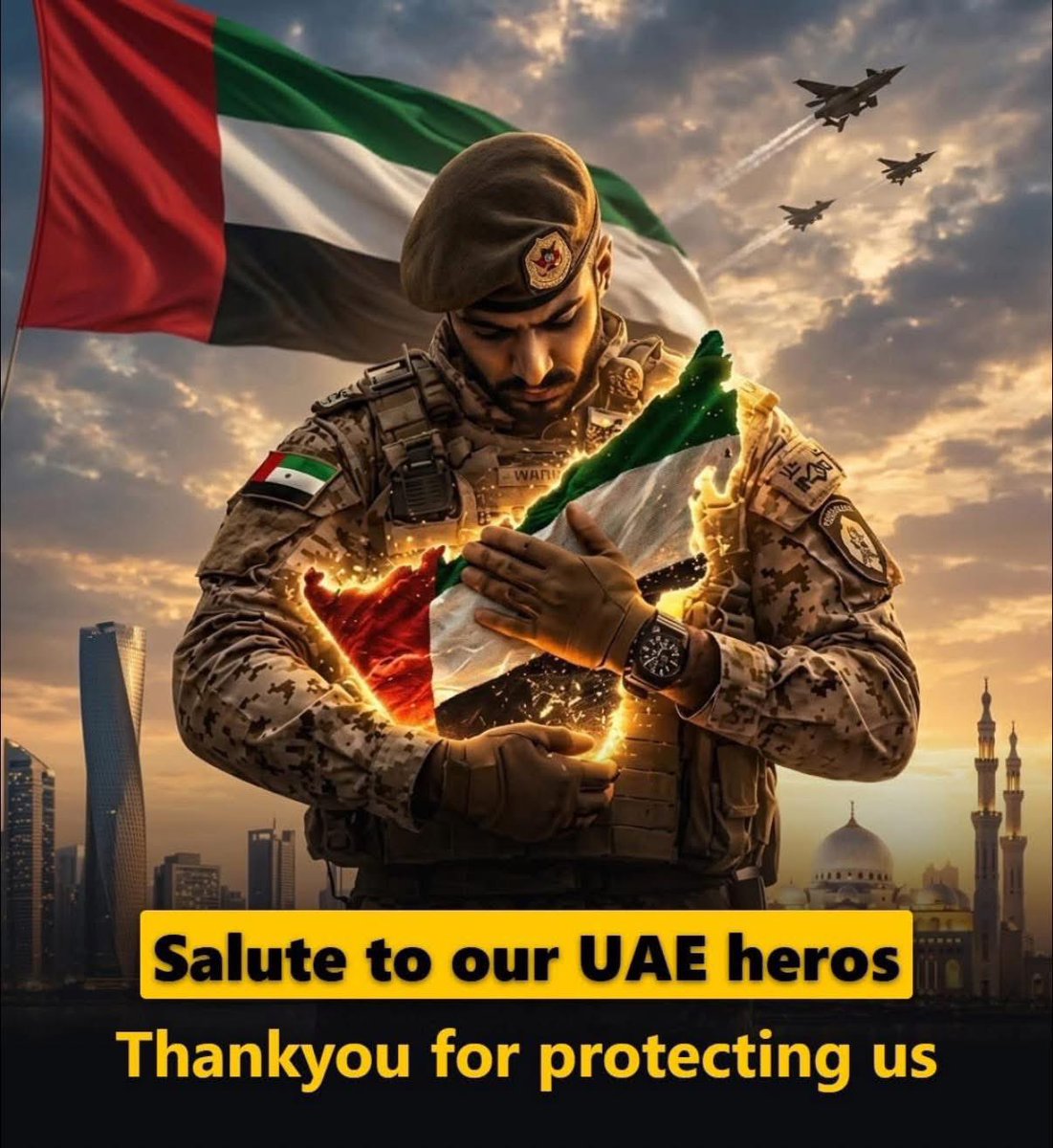 Zafar_1007's tweet image. Protected day and night.🇦🇪
While the nation sleeps, eats, and works our defenders stand guard. 🇦🇪 Salute to our Heroes 💪
#uaeheroes #uae #SafeAndSecure #uaeupdates #uaeuptodate