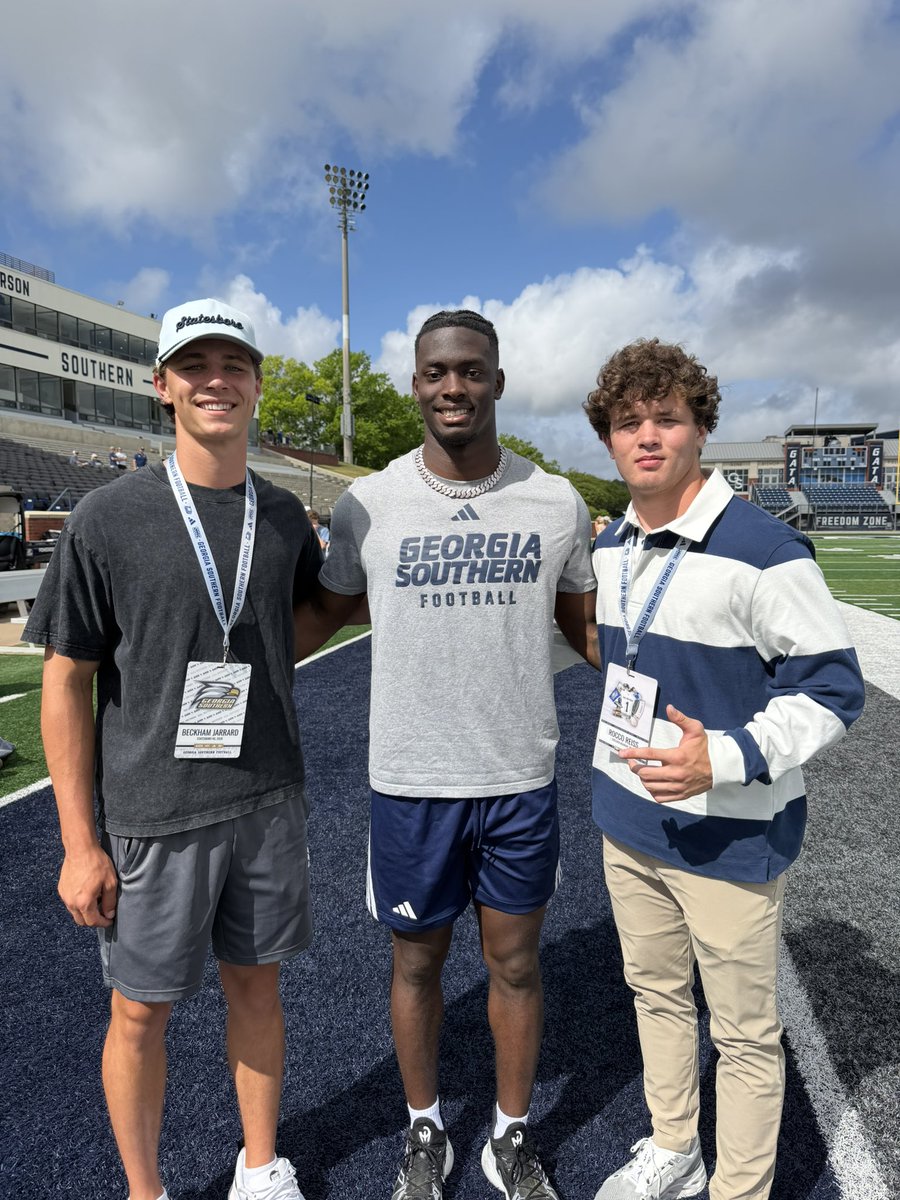 RoccoReiss's tweet photo. Had an awesome time at the Georgia Southern spring game today! Love the energy and atmosphere here in my hometown of Statesboro. Big Thanks to the coaching staff for having me out 🦅 #HailSouthern @CoachRyanAplin
@GSCoachHelton @CoachWillis_
@chrisdavis_CD @CoachCrenshaw @CoachMizellGSU @CoachTaylorReed
@GSBevill @BAGators1
@AaronPh02695776 @CoachCHopkins