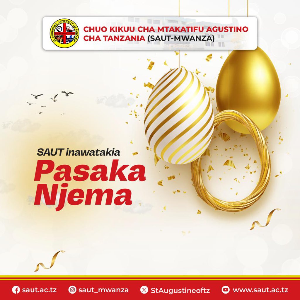 StAugustineoftz's tweet image. #SAUTMwanza
Kheri ya Sikukuu ya Pasaka 🙏
#EasterWishes