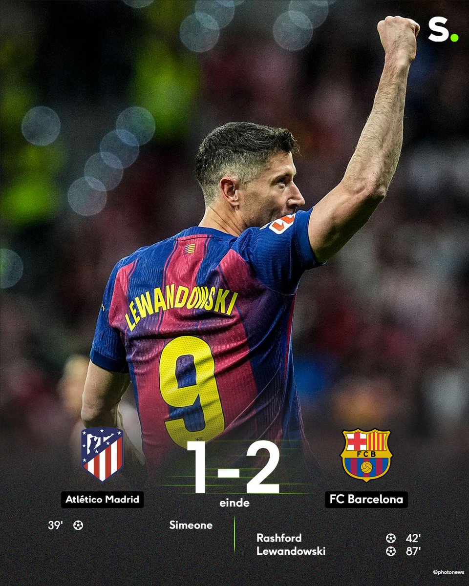 sporza's tweet image. Met zijn borst! Robert Lewandowski bezorgt Barcelona felbevochten zege in topper tegen Atletico Madrid. #voetbal #AtletiBarça

Lees het volledige matchverslag hier:
sporza.be/nl/matches/voe…