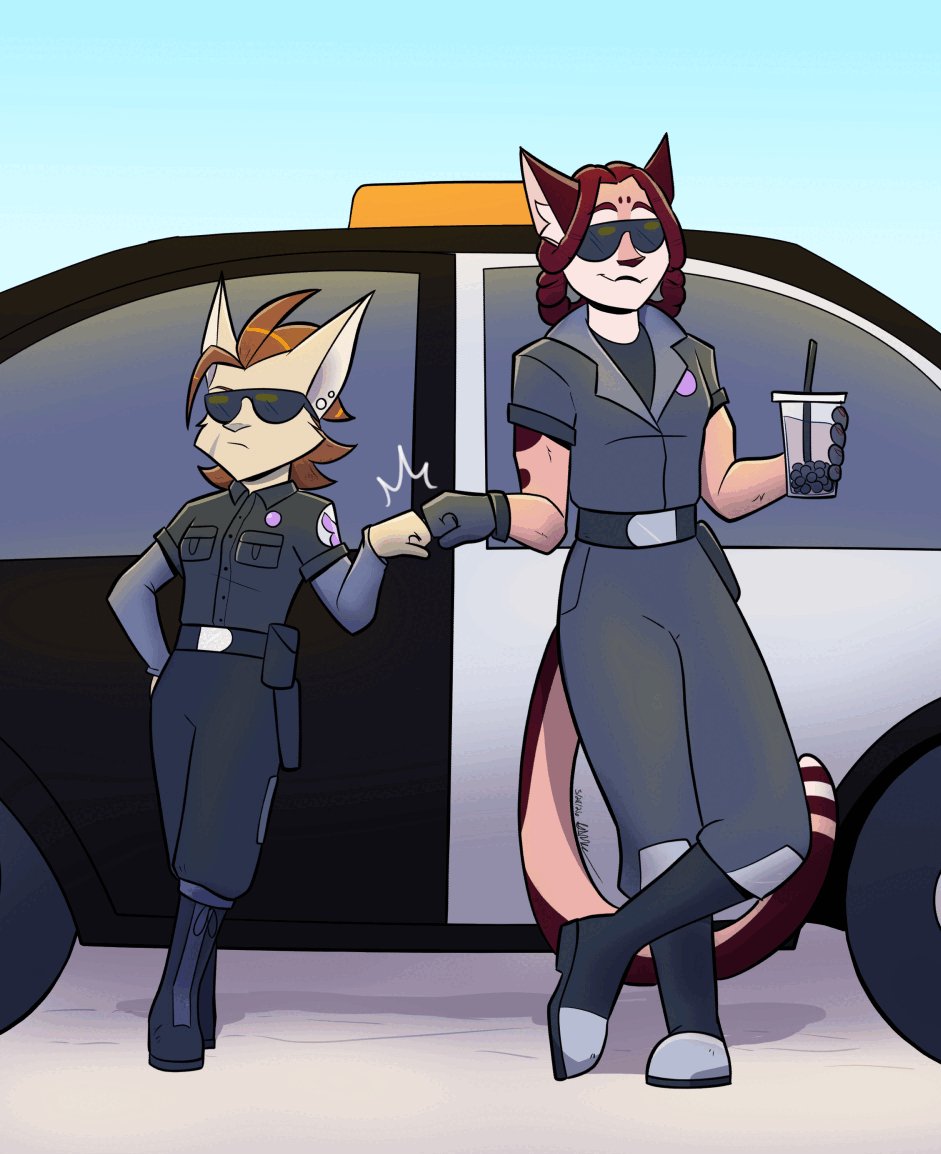 GVeraMoore's tweet photo. Rudy and Zoe on duty... before Zoe resigned.

#ocs #furryoc #digitalillustration https://t.co/Y5sp9rlgni