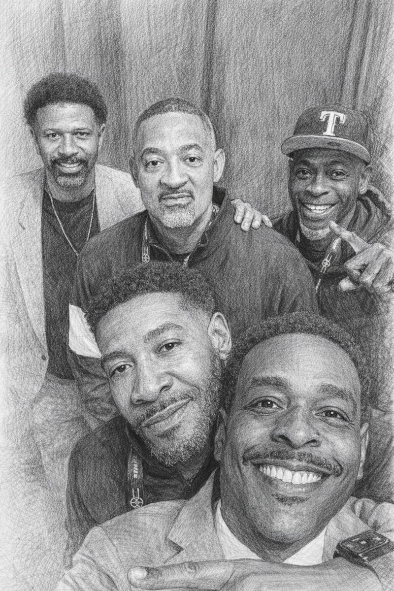 JoeReynoldsAH2's tweet photo. Reunited... The Fab Five! 〽️💙
#GoBlue

Original Photo @JalenRose https://t.co/44BlImHAq3