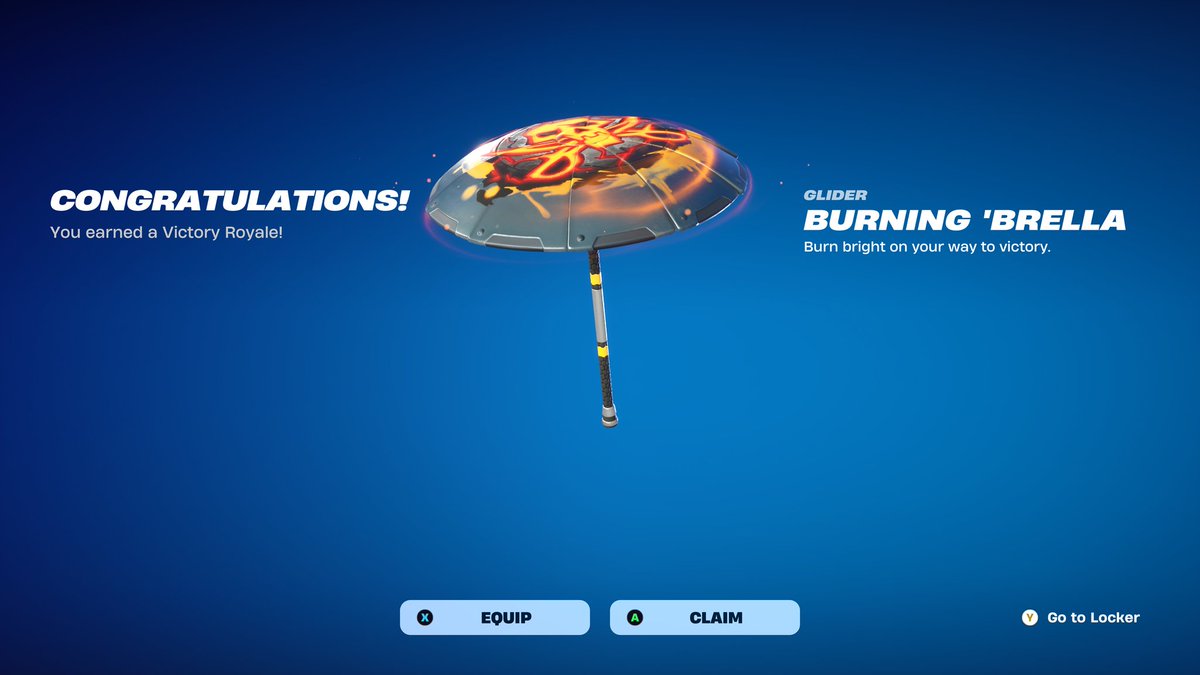 YES! Got my Umbrella for OG Season 8! And as my favourite character Peely! Had to get my win with Peely since this is the season he showed up in.