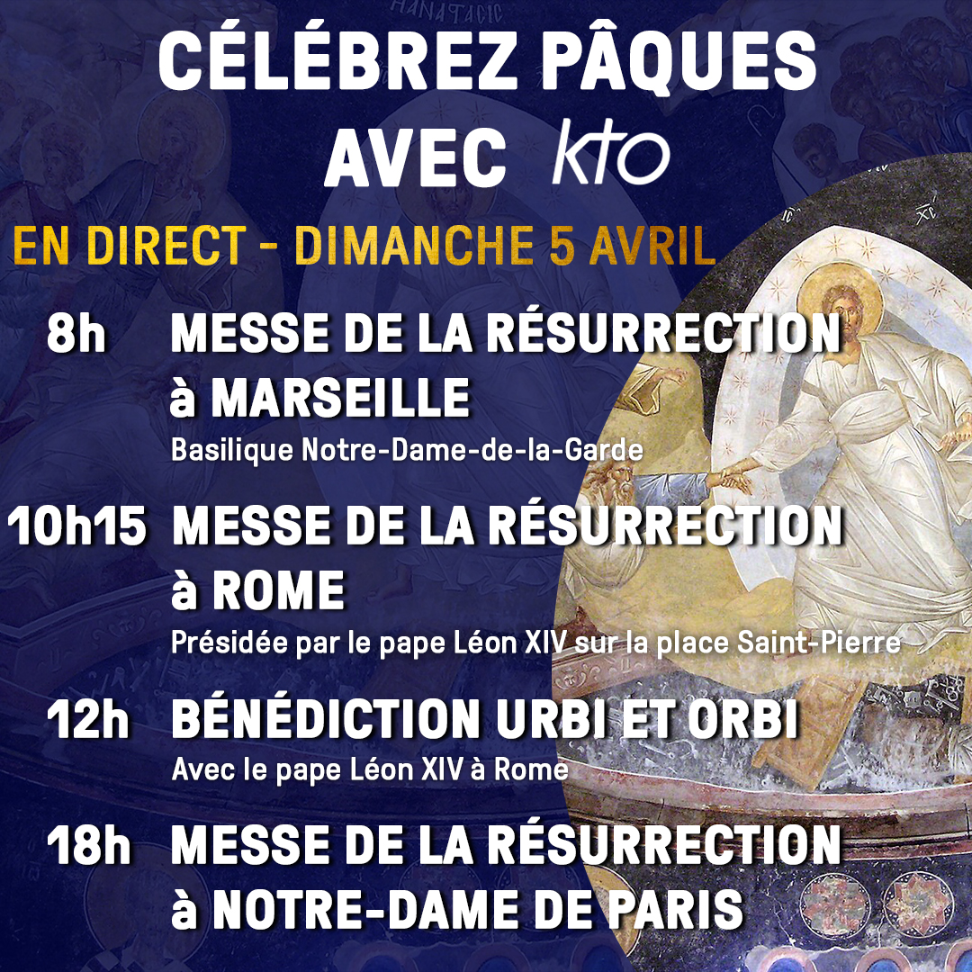 KTOTV's tweet photo. Joyeuses #Pâques ! Célébrons ensemble la Résurrection du Christ avec les offices diffusés en direct sur KTO ce dimanche 5 avril.  

👉 Toute la programmation de KTO pour Pâques sur https://t.co/qQPvOW1YcE https://t.co/6YUM5GcLhj