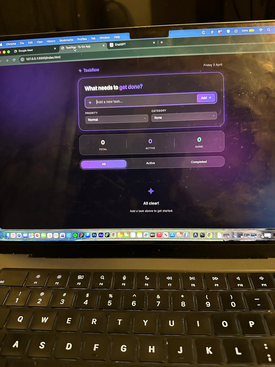 ChizzyHemperor's tweet photo. I’m starting to enjoy the part after the design.

Last week at @devanddesignhq 's Design2MVP session, we built a simple To-Do app using Antigravity, deployed it to GitHub, and hosted it live on Vercel.

Nothing fancy. Just a basic To-Do app.
But it was built, pushed, and shipped.
The more I learn this workflow, the more I understand how quickly ideas can move from concept to something usable.

Live link:  https://t.co/e9svNWByLU