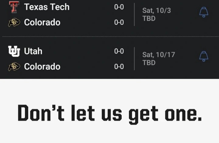 skobuffss's tweet photo. Posting this in April because the Buffs winning 1 of these games as massive underdogs.

Bookmark it 📃 https://t.co/55ypiWWozM