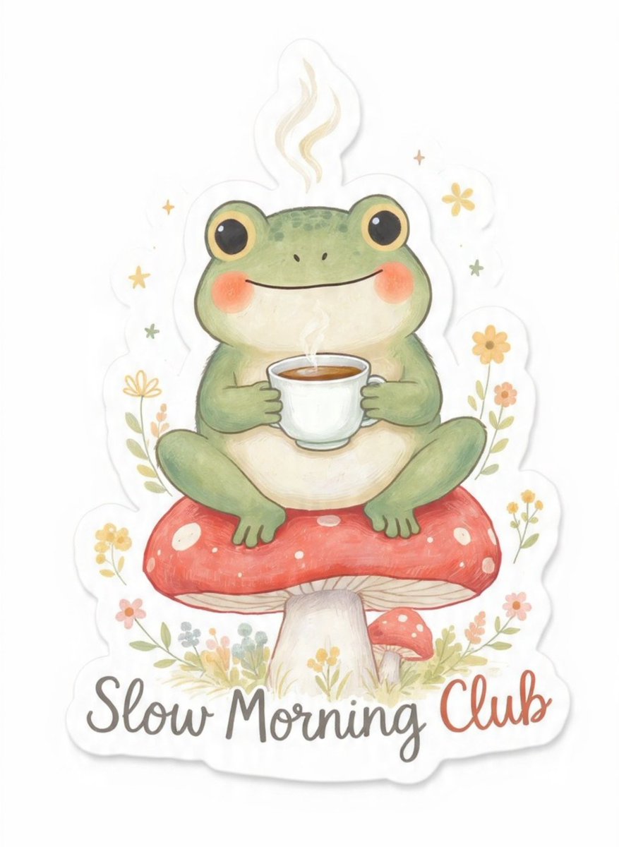 utsavdigitalart's tweet photo. Cottagecore Frog Tea - “Slow Morning Club”

#cutefrog #frog #sticker #cottagecorefrog #frogteasticker https://t.co/IBT1Qbe75R