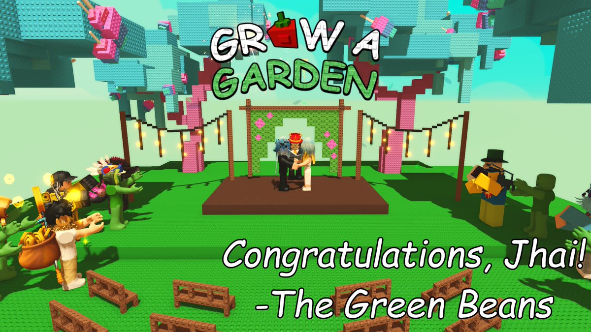 GrowaGardenRblx's tweet photo. Wishing @jhailatte and his Wife a Very Happy Marriage!
-The Grean Beans 💝 https://t.co/Qu3Qyb8aoK
