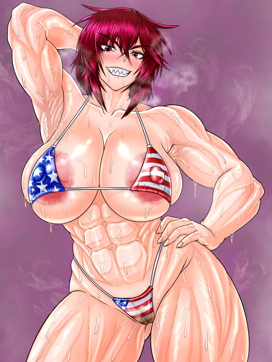 【R-18・NSFW】星条旗ビキニが流行っているらしいので、うちのスケバンに着せてみました。 