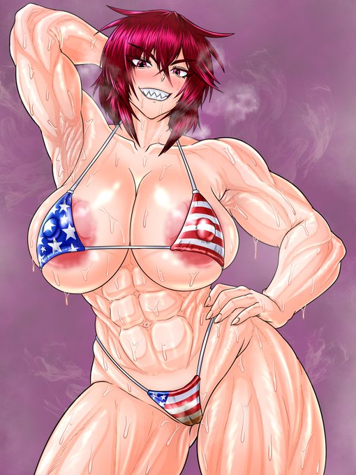 【R-18・NSFW】星条旗ビキニが流行っているらしいので、うちのスケバンに着せてみました。