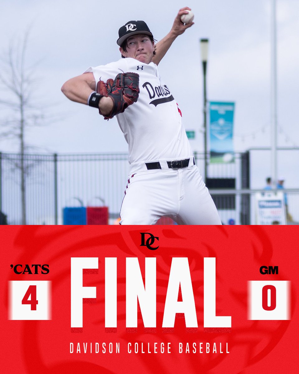 DavidsonBASE's tweet photo. Cavanaugh and Yochum combine for a 4-hit shutout and 10 Ks, as the 'Cats even the series! https://t.co/28Y1NiKFCX