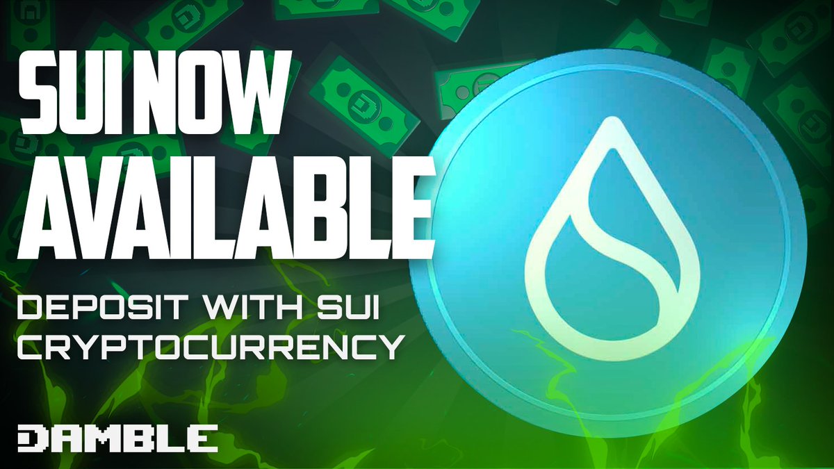 Dambleio's tweet photo. SUI is now available on Damble!  

Deposit instantly with $SUI cryptocurrency. 

One of the only platforms making SUI deposits seamless.  

Load up now at https://t.co/L3tMY2qytl https://t.co/m7g3tVQbk1