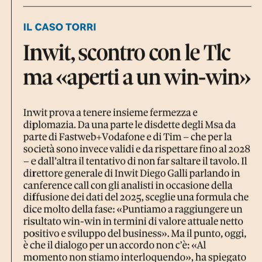 nicolaborsetto's tweet photo. 🔵 INWIT punta sul win-win
@sole24ore @INWIT_Official @TIM_Official @GruppoTIM @FASTWEB @Swisscom @An_Bion
#inwit #towerco #tlc https://t.co/bxFgW7XB81