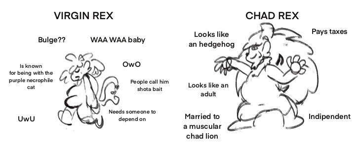 vesperiis's tweet photo. Virgin Rex vs Chad rex https://t.co/vVpVUKoMLc