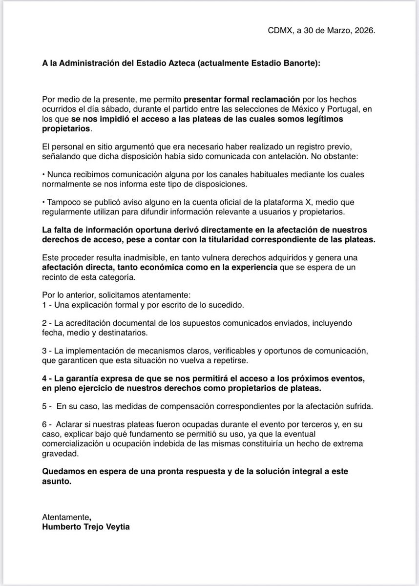 gerardo_trejo_v's tweet photo. También somos parte de esa historia.

Por eso sorprende el mal trato y la falta de atención a una de tantas familias que la han construido.

Duele. 👇 

@EstadioBanorte @GrupoOllamani 
@eazcarraga @CarlosHankG https://t.co/fmFo8q8wDZ