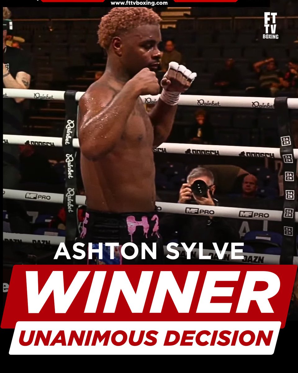 FTTVBoxing's tweet photo. Ashton Sylve defeats Tony Galaviz by unanimous decision. 🥊

#ChisoraWilder #HeavyweightBoxing #BoxingNight #LondonBoxing #DAZNBoxing #BoxingEvent https://t.co/q3BxVPiGNc