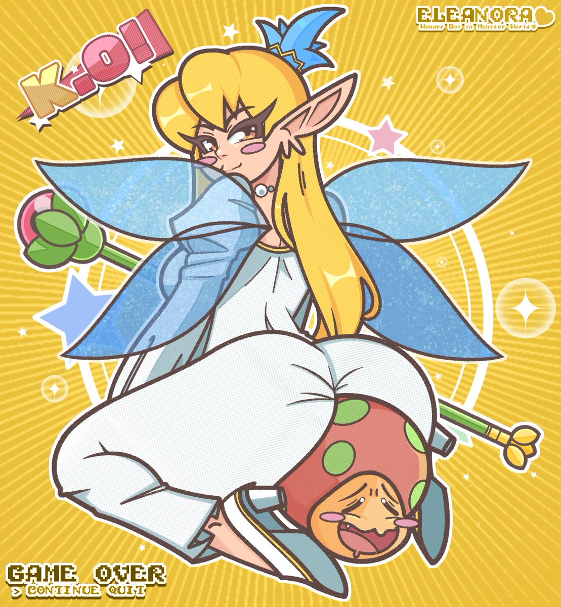 Comm for someone who really seems to like Queen Eleanora from Monster World 3 lol. I do, too! 🍑🍄

#WonderBoy #Sega #MonsterWorld #fanart #art