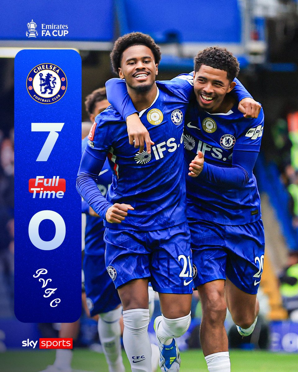 SkyFootball's tweet photo. Chelsea hit Port Vale for SEVEN to progress through to the FA Cup semi-finals 🔷 https://t.co/fQCLNRu0Qv