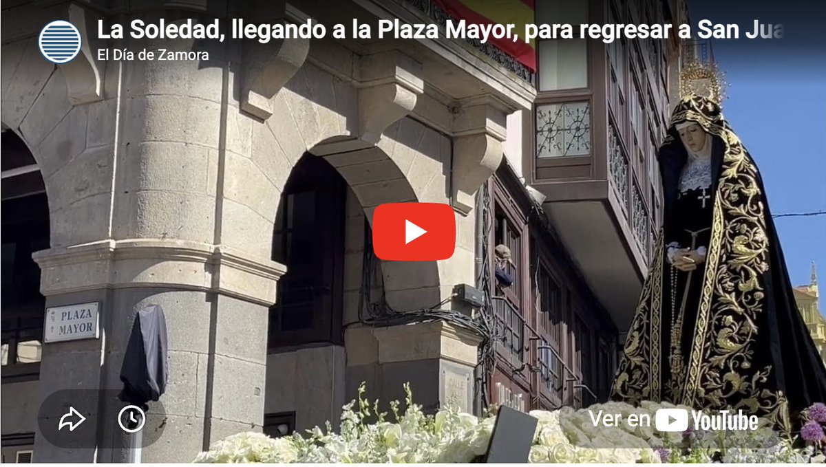 eldiadezamora's tweet photo. VIDEONOTICIAS I La Soledad entra en la Plaza Mayor, camino de San Juan #lasoledad #zamora #semanasanta @lacongregacionz https://t.co/loezilmyUu https://t.co/JDyOzbDo2L